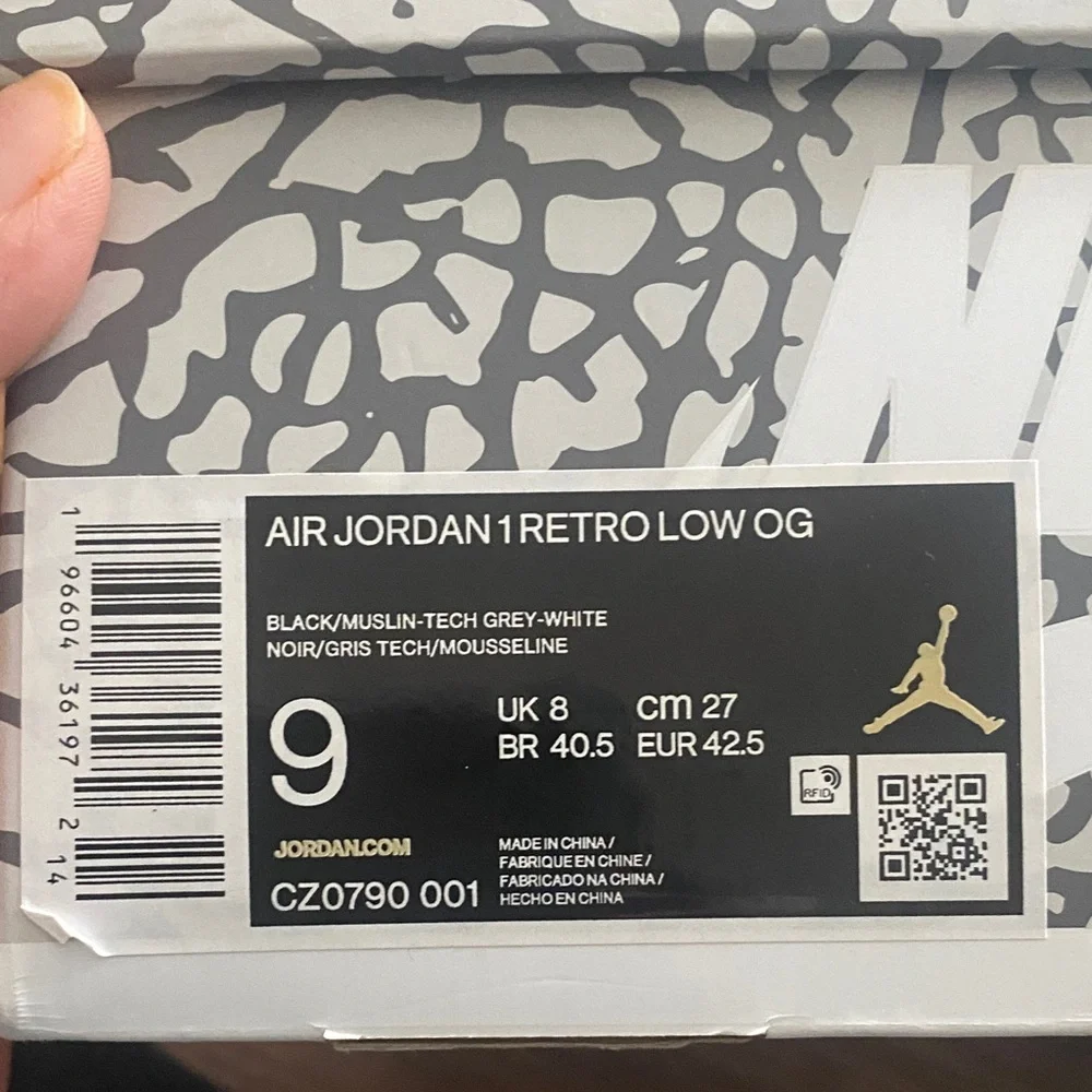 Nike Air Jordan 1 Low Elephant Print - Black, Gray & White